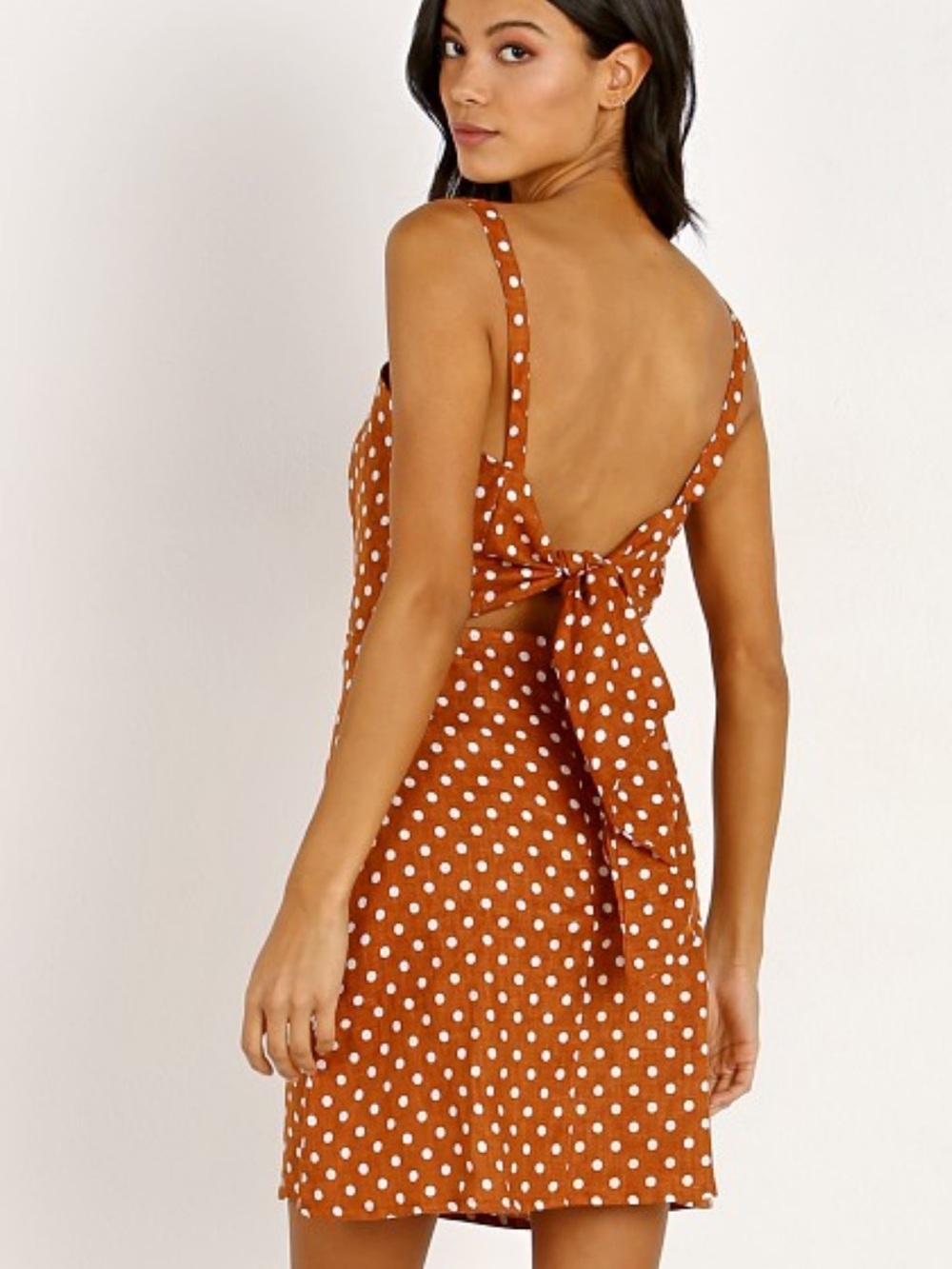 Faithfull the Brand Rust Polka Dot Mini Dress